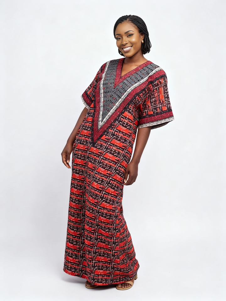 AFRICAN WAX PRINTS ANKARA BOUBOU GOWN STYLE MAXI KAFTAN