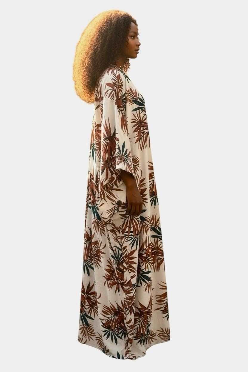 Flowered Material Kaftan For Women