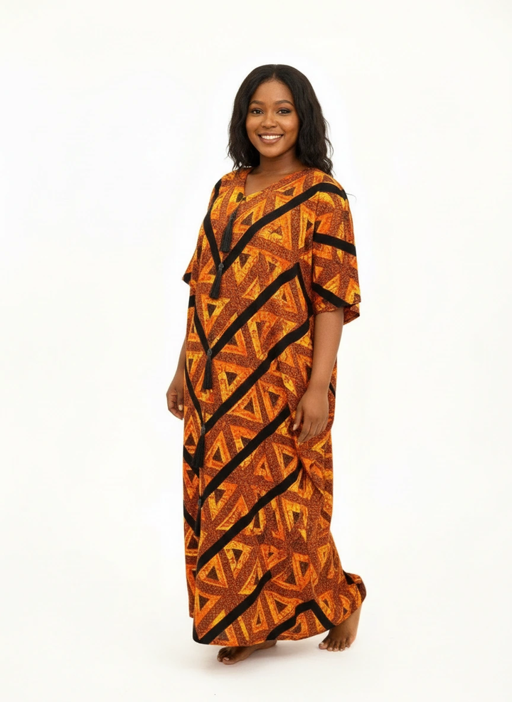 AFRICAN WAX PRINTS ANKARA BOUBOU GOWN STYLE MAXI KAFTAN