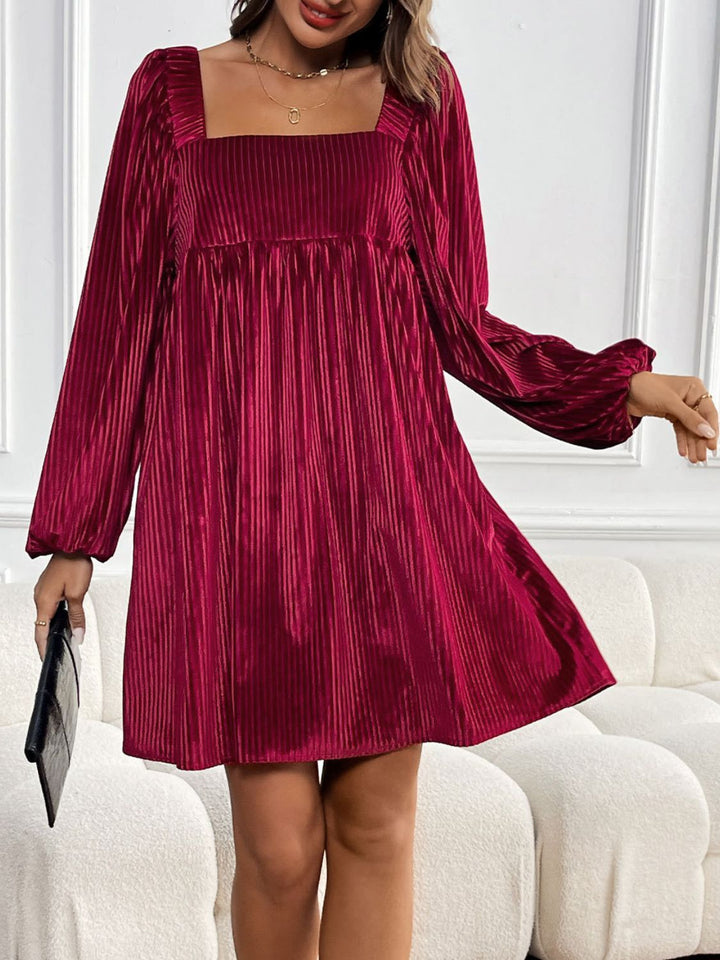 Square Neck Long Sleeve Dress