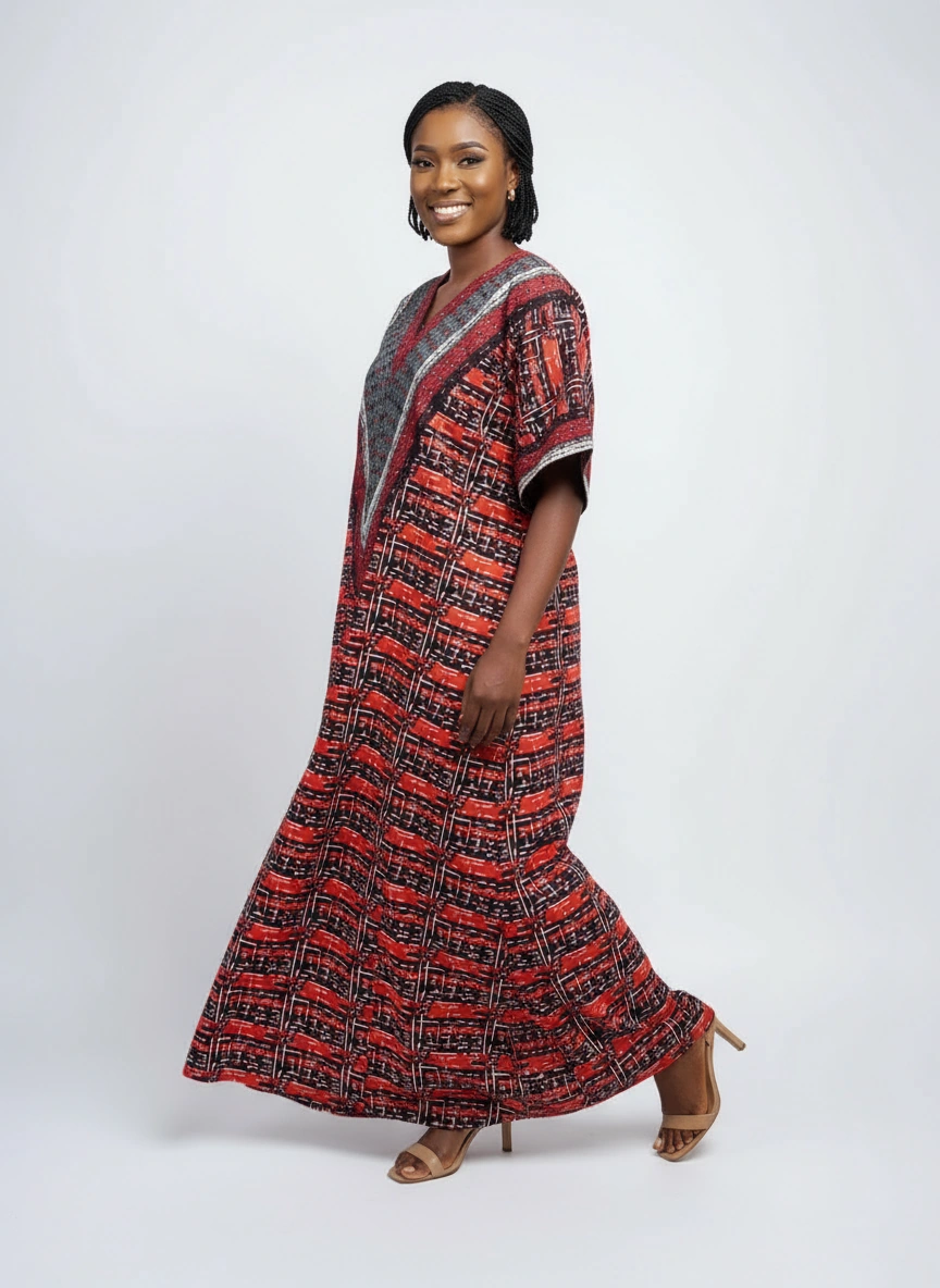 AFRICAN WAX PRINTS ANKARA BOUBOU GOWN STYLE MAXI KAFTAN
