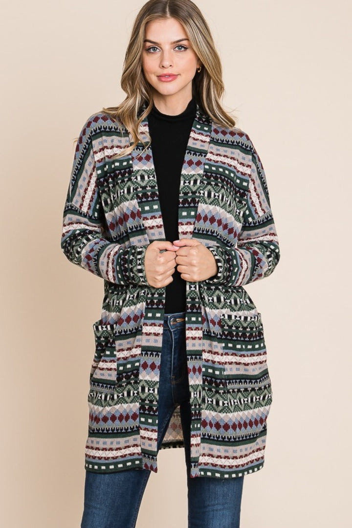 Geometric Open Front Cardigan