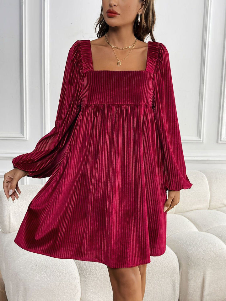 Square Neck Long Sleeve Dress