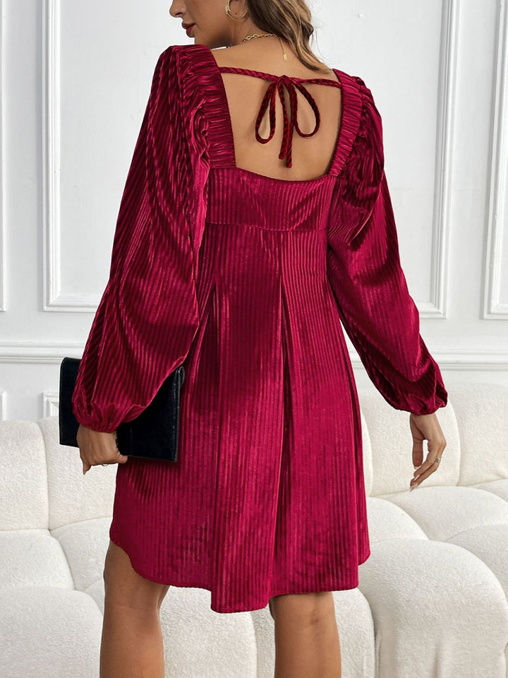 Square Neck Long Sleeve Dress