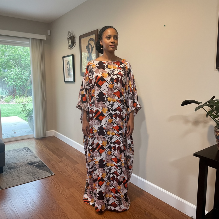 Flowered Crepe Materia Kaftan For Women