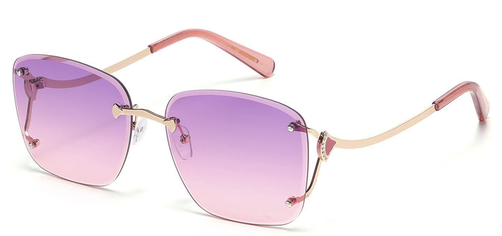 Rhinestone Rimless Metallic Sunglasses