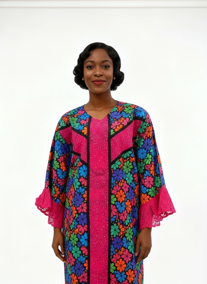 AFRICAN WAX PRINTS ANKARA BOUBOU GOWN STYLE MAXI KAFTAN