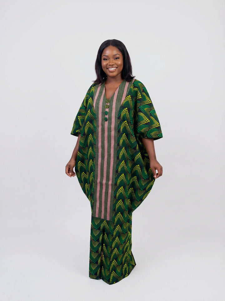 AFRICAN WAX PRINTS ANKARA BOUBOU GOWN STYLE MAXI KAFTAN