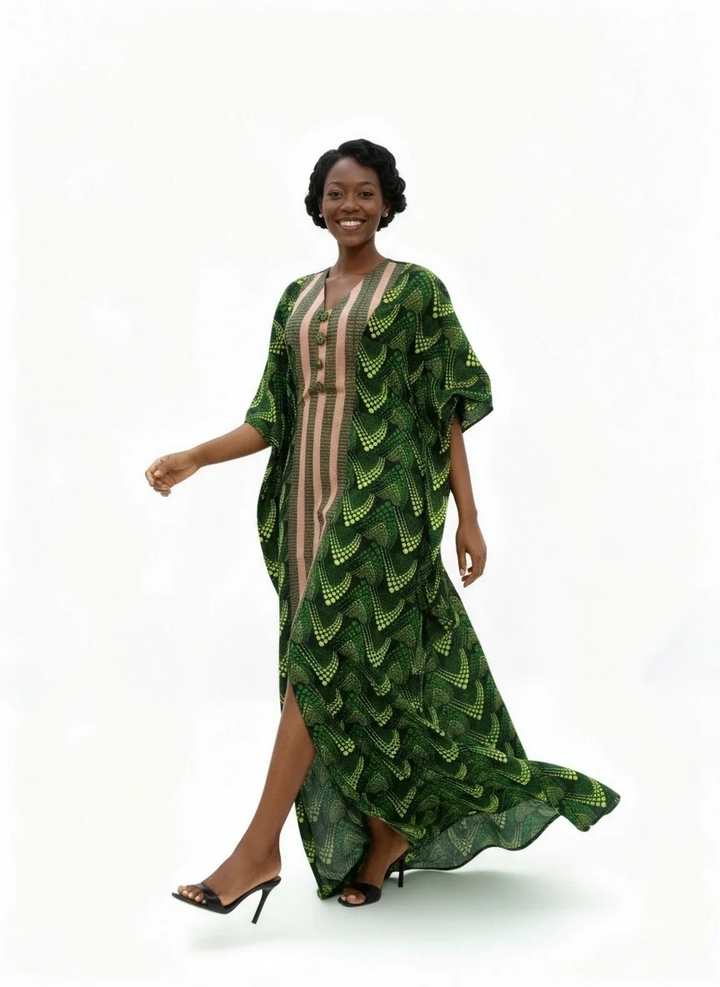 AFRICAN WAX PRINTS ANKARA BOUBOU GOWN STYLE MAXI KAFTAN