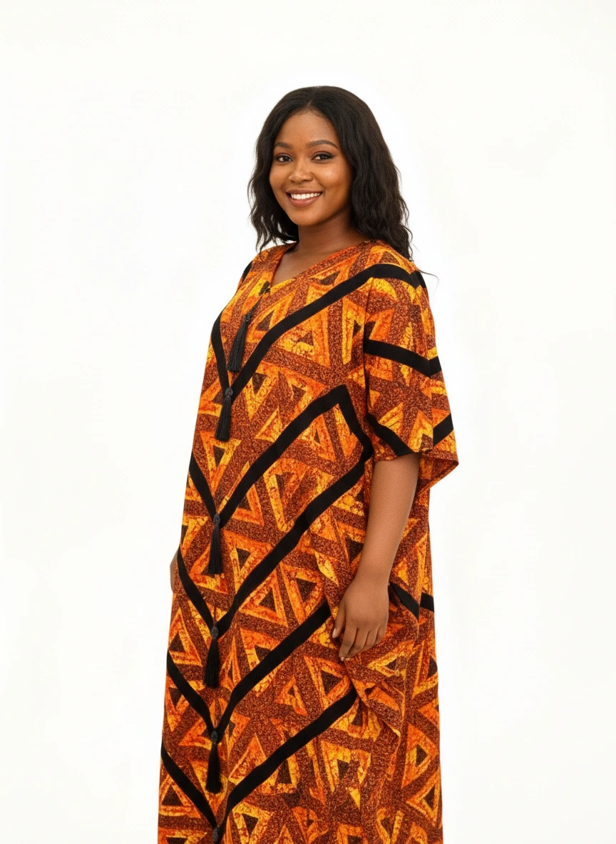 AFRICAN WAX PRINTS ANKARA BOUBOU GOWN STYLE MAXI KAFTAN