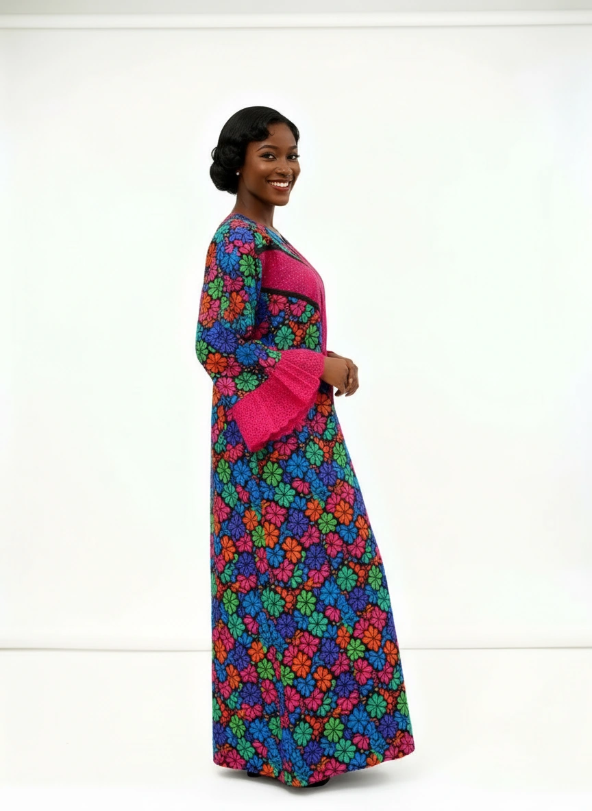 AFRICAN WAX PRINTS ANKARA BOUBOU GOWN STYLE MAXI KAFTAN
