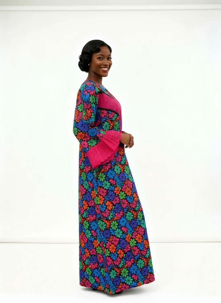 AFRICAN WAX PRINTS ANKARA BOUBOU GOWN STYLE MAXI KAFTAN