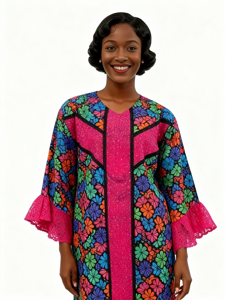 AFRICAN WAX PRINTS ANKARA BOUBOU GOWN STYLE MAXI KAFTAN