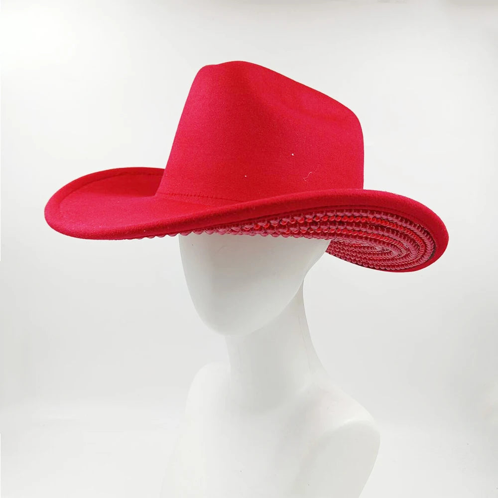 Cowboy Hat with Pearls and Rhinestones