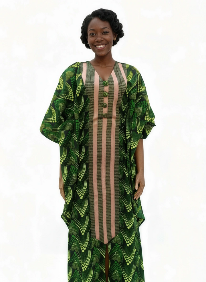 AFRICAN WAX PRINTS ANKARA BOUBOU GOWN STYLE MAXI KAFTAN