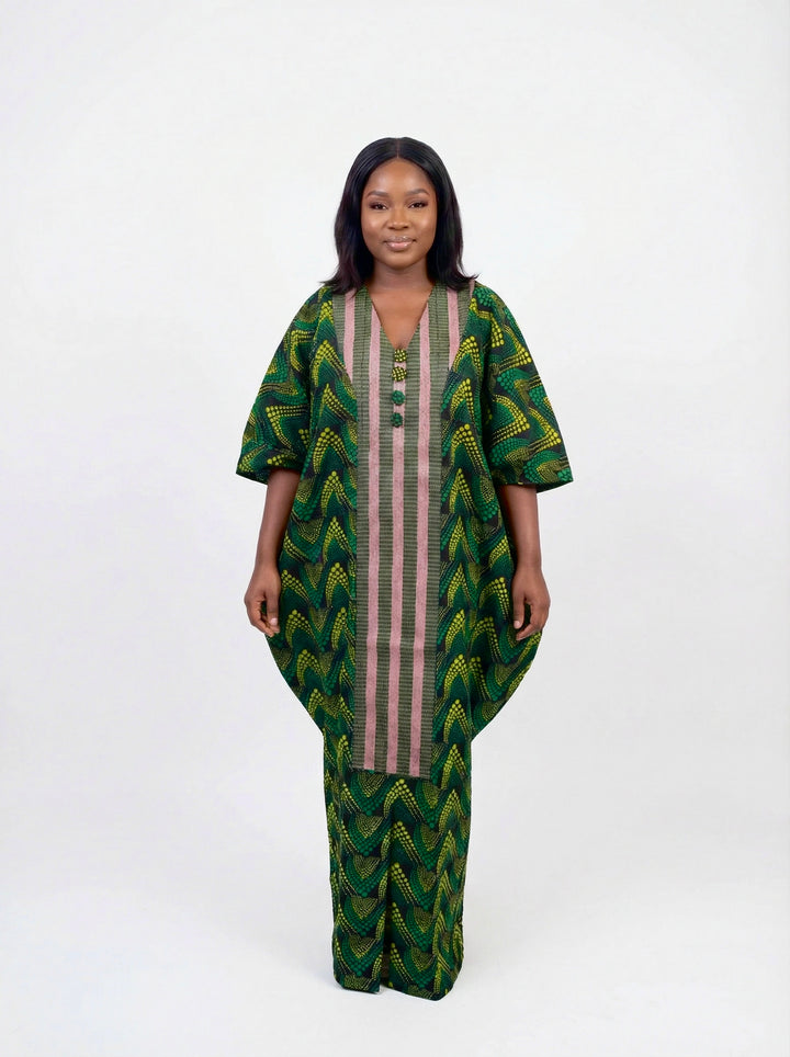 AFRICAN WAX PRINTS ANKARA BOUBOU GOWN STYLE MAXI KAFTAN