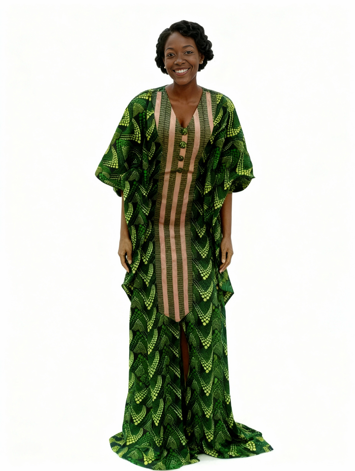 AFRICAN WAX PRINTS ANKARA BOUBOU GOWN STYLE MAXI KAFTAN