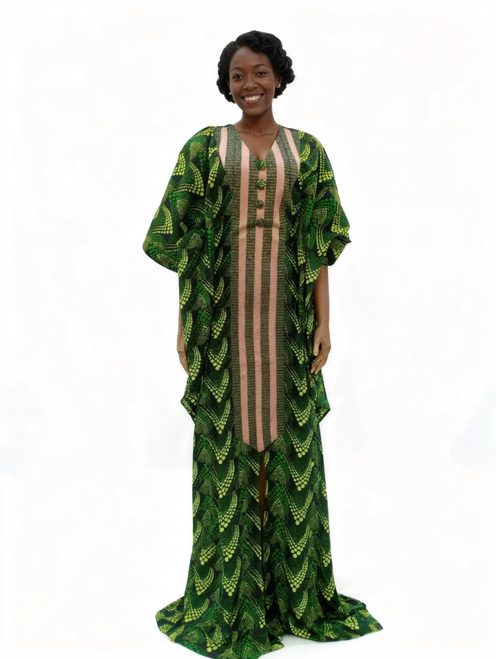 AFRICAN WAX PRINTS ANKARA BOUBOU GOWN STYLE MAXI KAFTAN