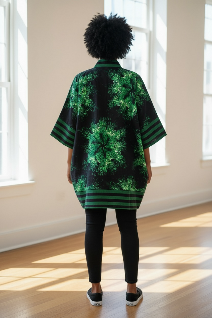 African Women Ankara Kimono In Combination With Aso-Oke