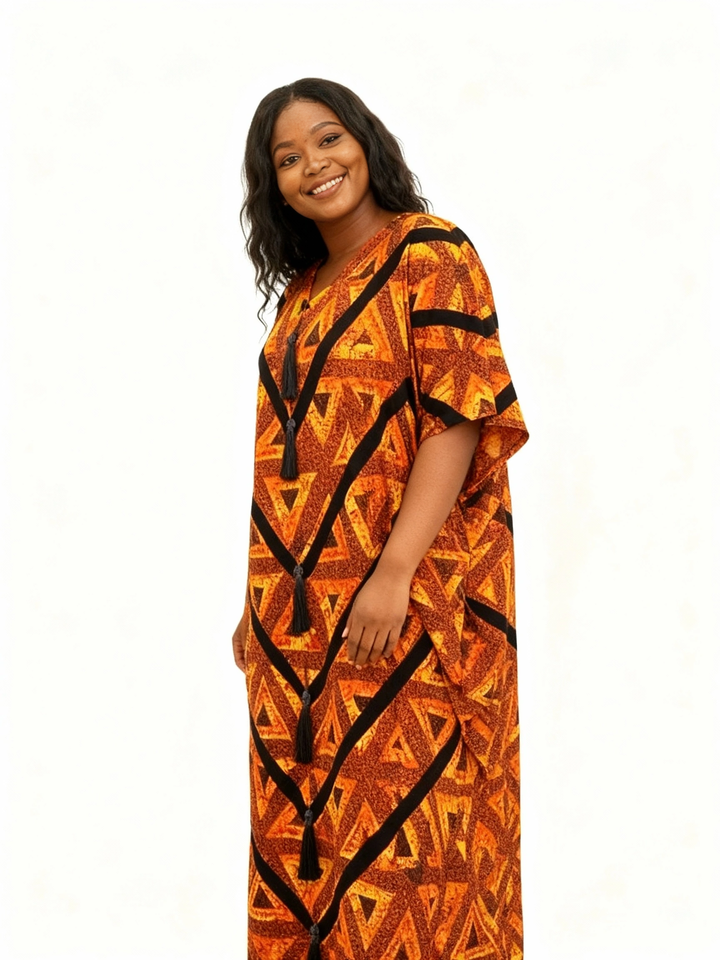 AFRICAN WAX PRINTS ANKARA BOUBOU GOWN STYLE MAXI KAFTAN
