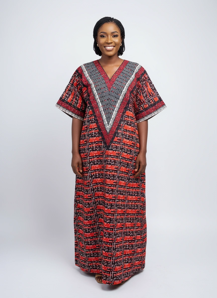 AFRICAN WAX PRINTS ANKARA BOUBOU GOWN STYLE MAXI KAFTAN