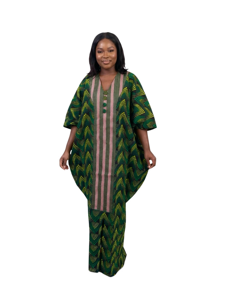 AFRICAN WAX PRINTS ANKARA BOUBOU GOWN STYLE MAXI KAFTAN