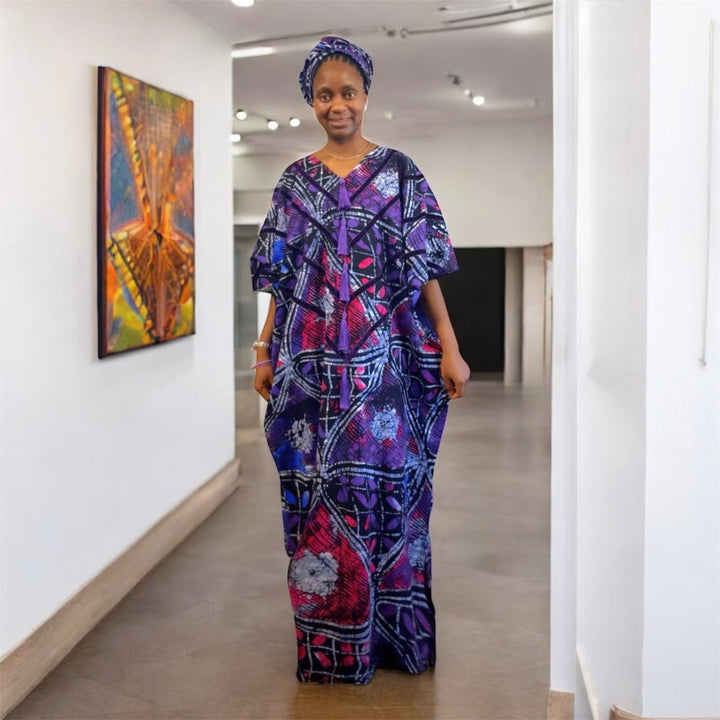 African Wax Prints Ankara Boubou Gown Style Maxi Kaftan