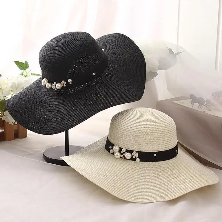 Round Top Raffia Wide Brim Straw Hat