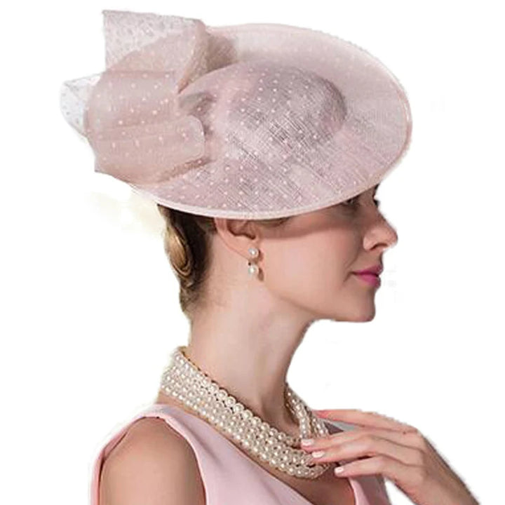 Elegant Pink Linen Pillbox Fascinator