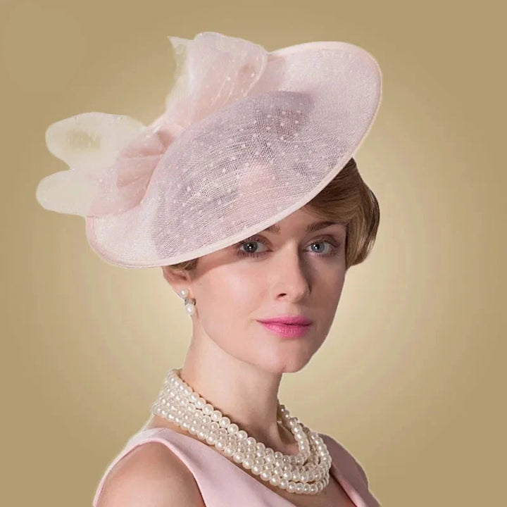 Elegant Pink Linen Pillbox Fascinator