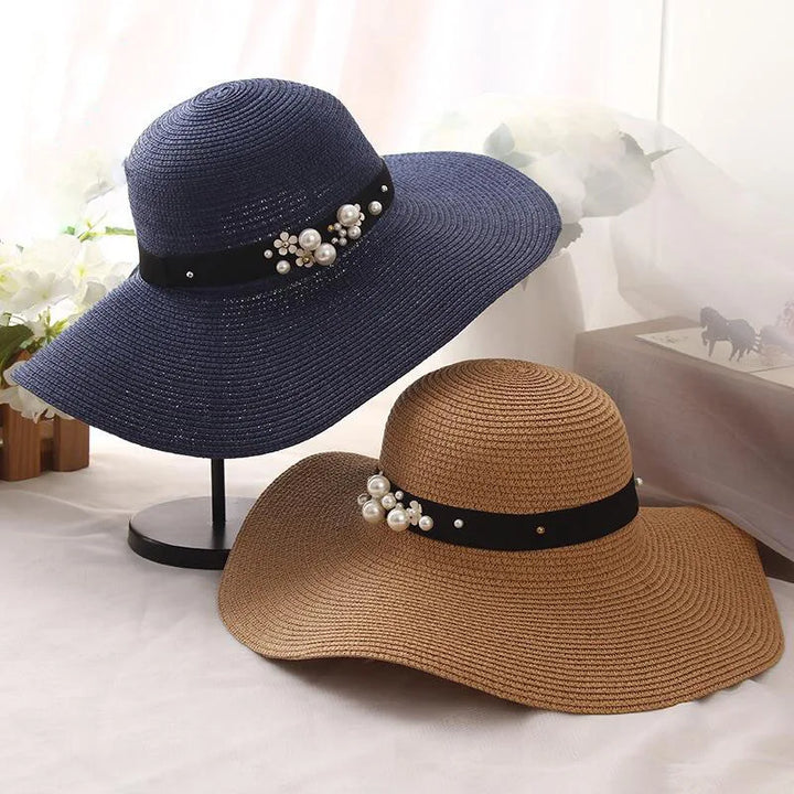 Round Top Raffia Wide Brim Straw Hat