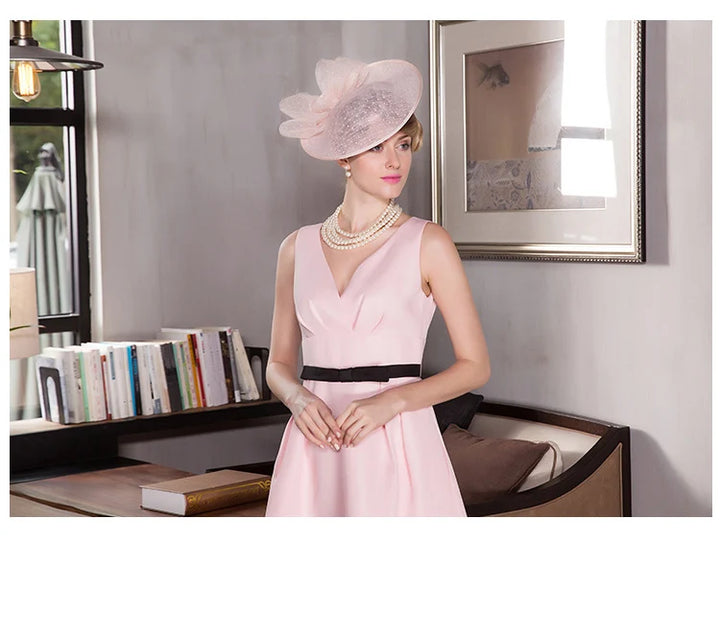 Elegant Pink Linen Pillbox Fascinator