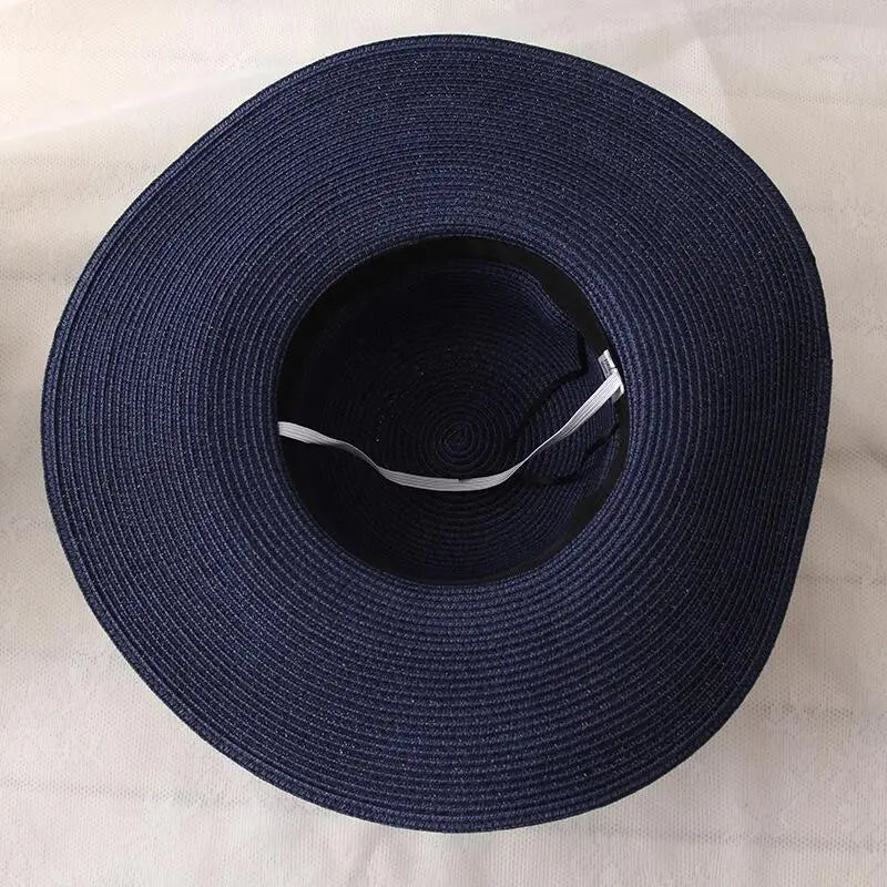 Round Top Raffia Wide Brim Straw Hat