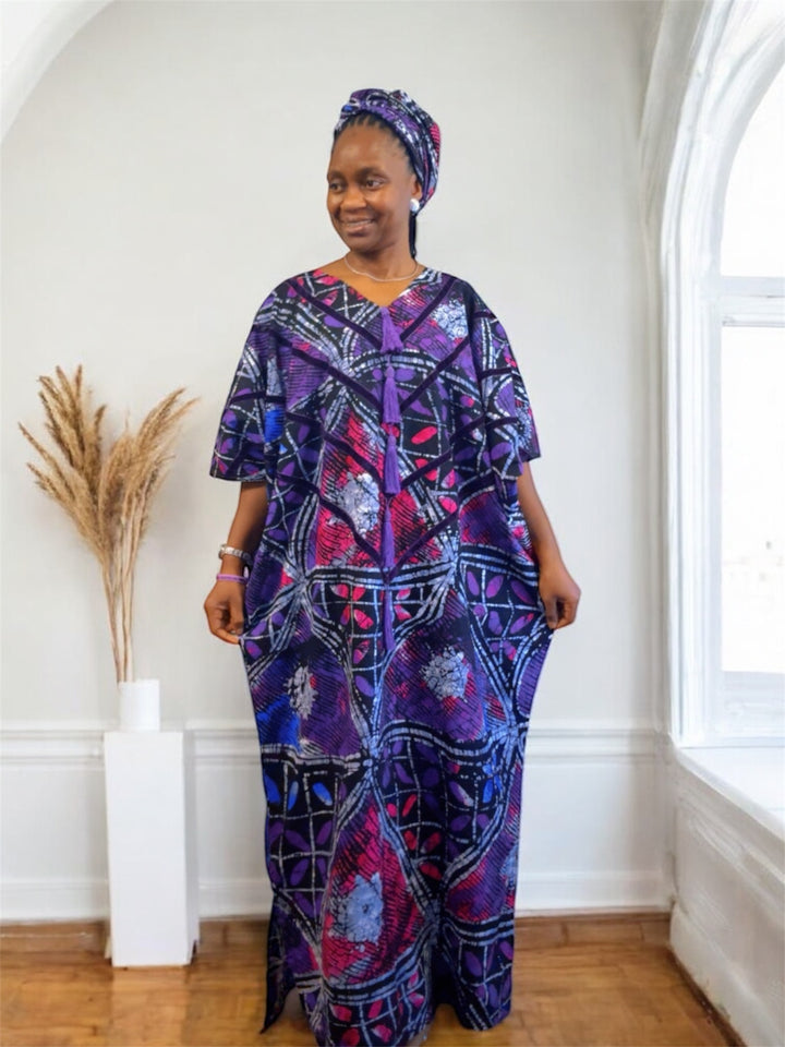 African Wax Prints Ankara Boubou Gown Style Maxi Kaftan