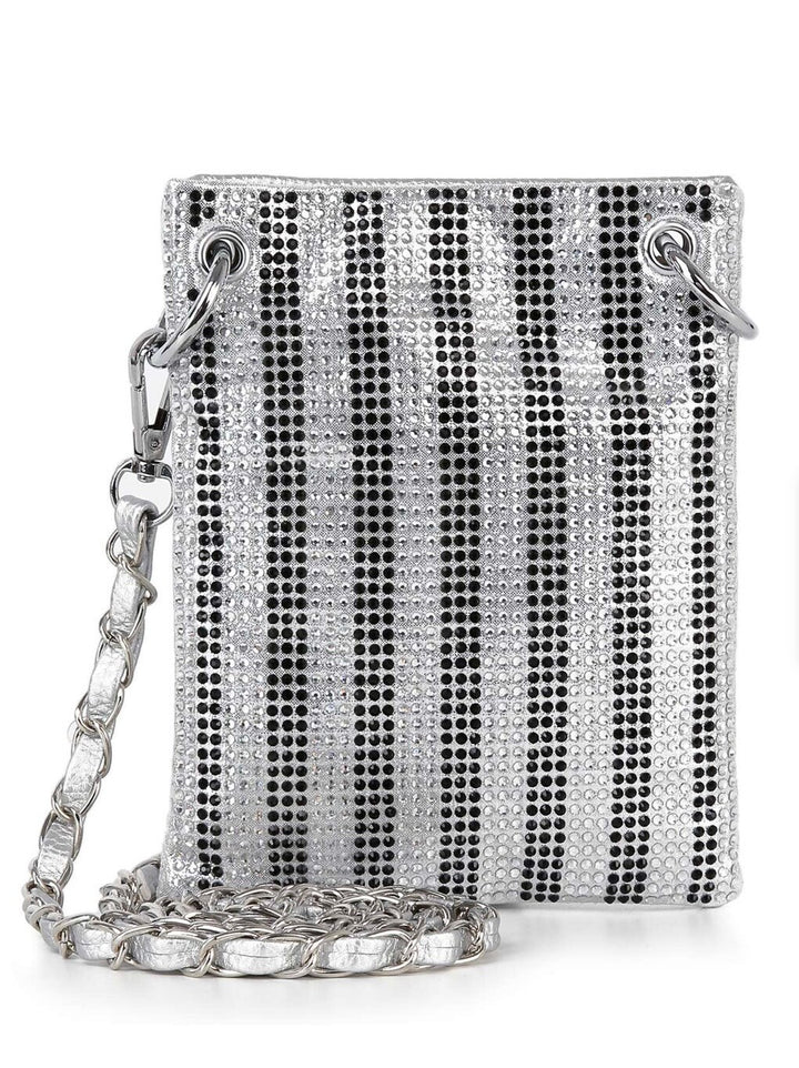 Striped Rhinestone Petite Crossbody Sling