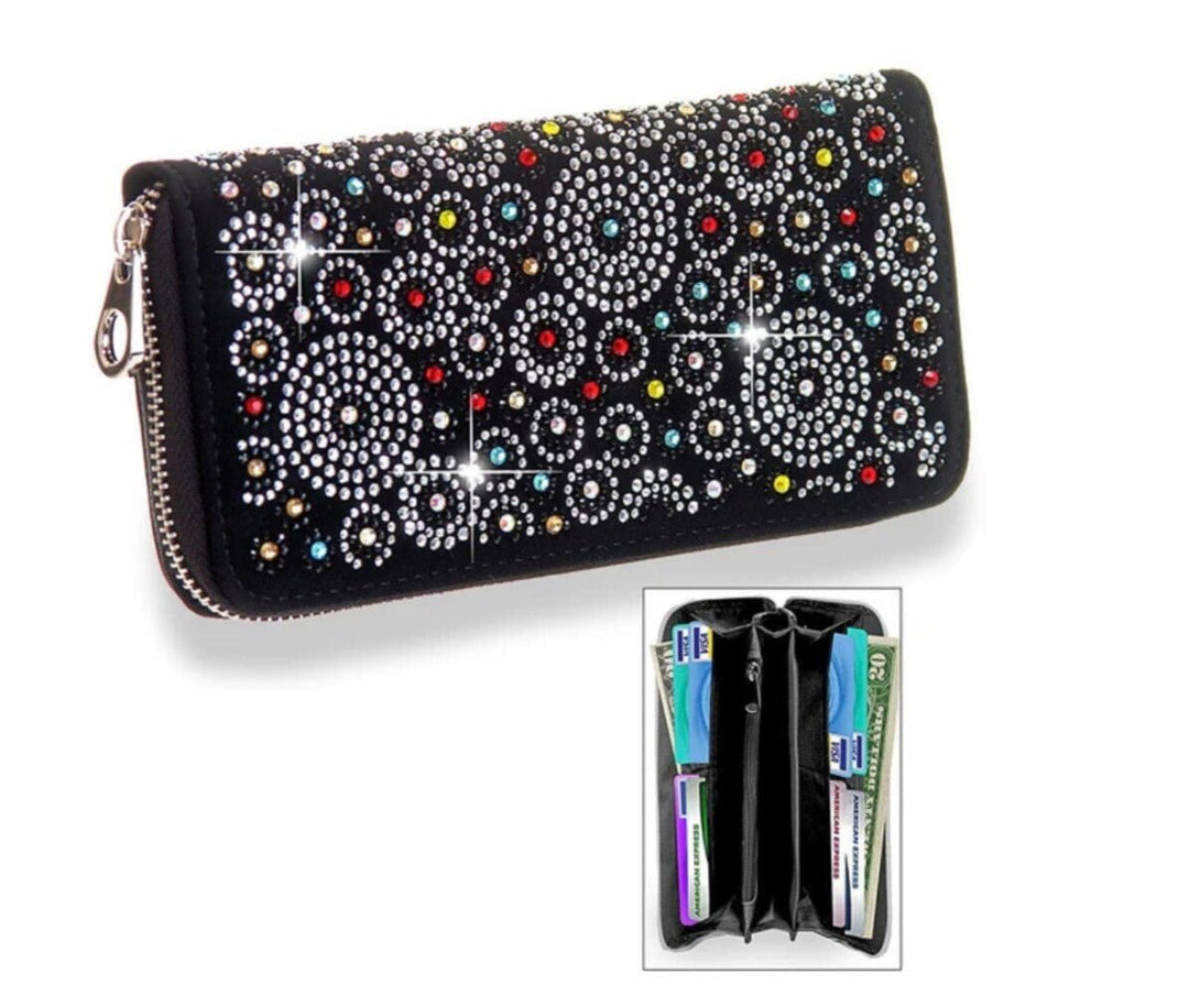 Colorful Pattern Rhinestone Wallet
