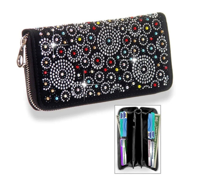 Colorful Pattern Rhinestone Wallet
