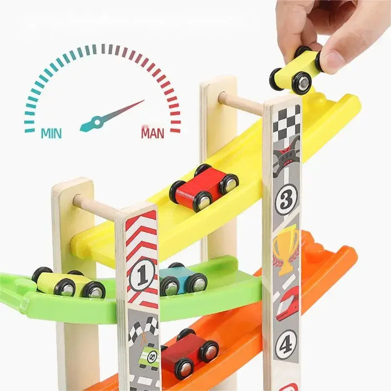 Wooden Car Ramp Racer Toy Set