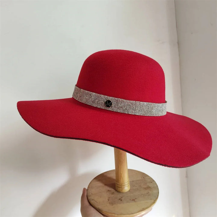 French Vintage Big Brim Felt Hat