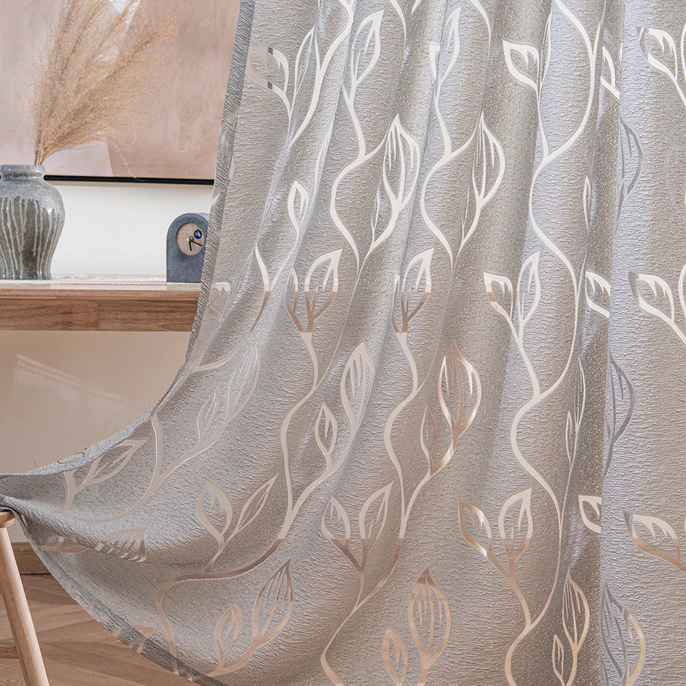 Set Of Napearl Jacquard Leaf Designer Curtains