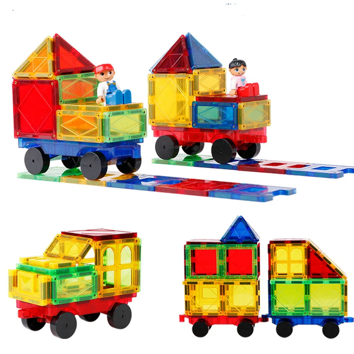 3D Magnetic Tiles Building Blocks With Cars