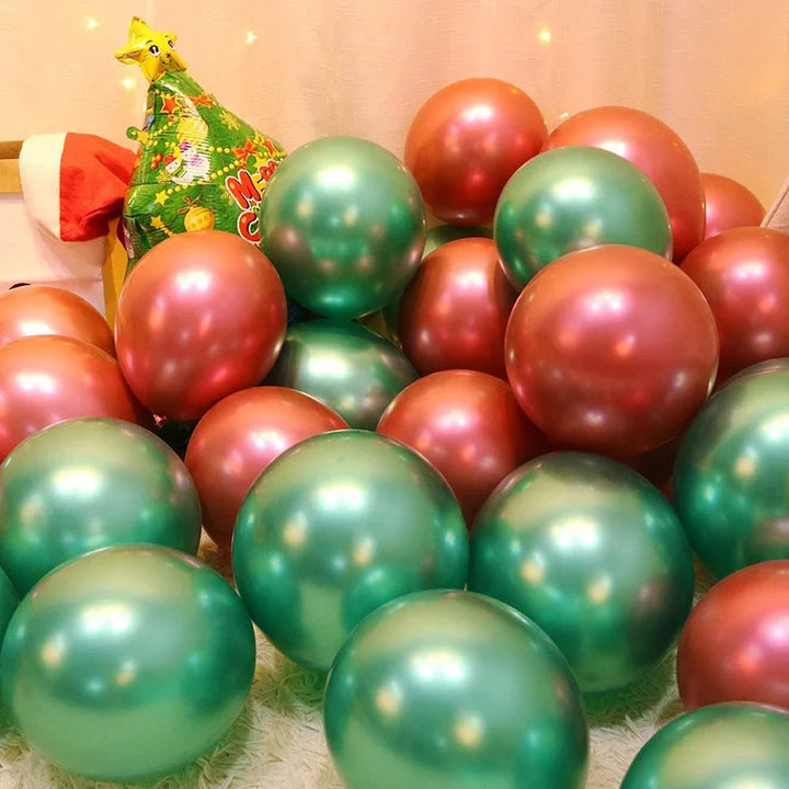 Chrome Gold Red Green Latex Balloons