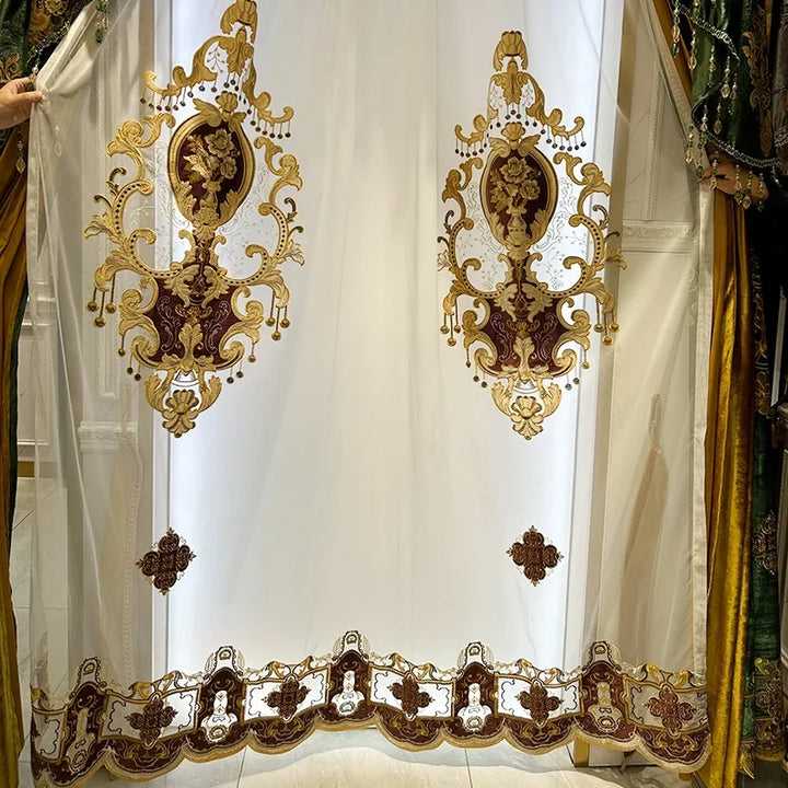 Set of Gold Custom Velvet Curtains with Blackout Lining