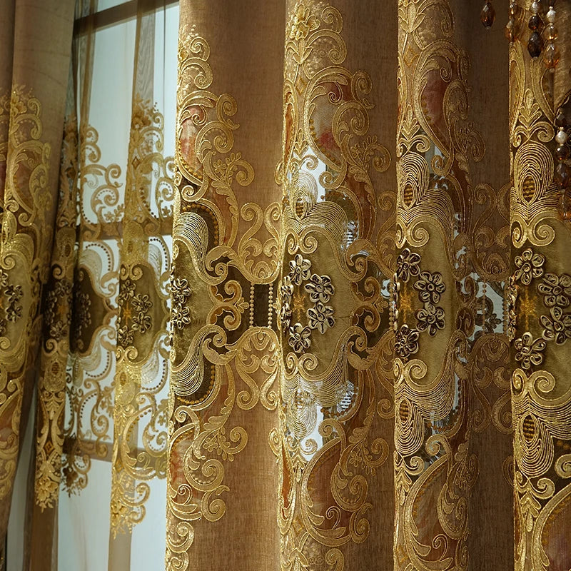 American-style luxury embroidery chenille blackout curtain