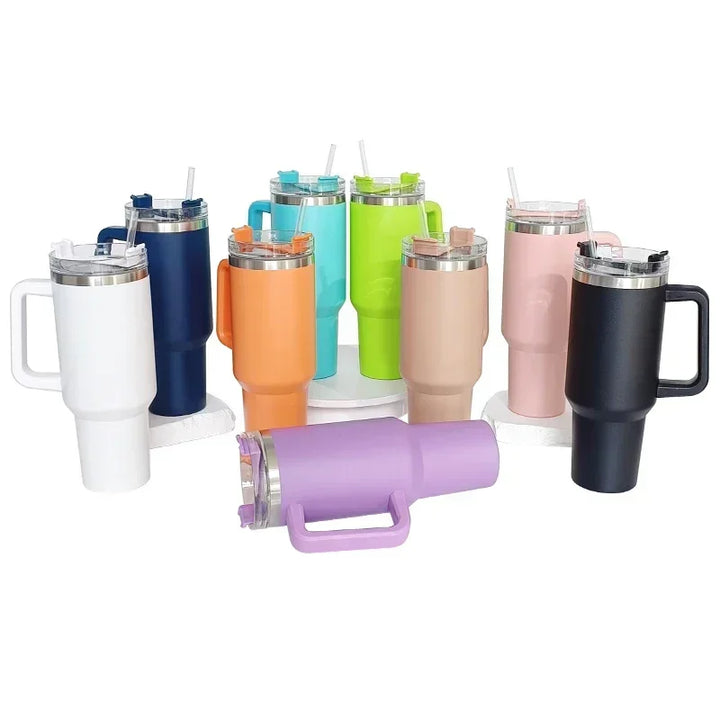 Insulated Mug Tumbler with Handle, Lid, and Straw