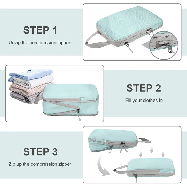 Travel Compression Packing Cubes Bags