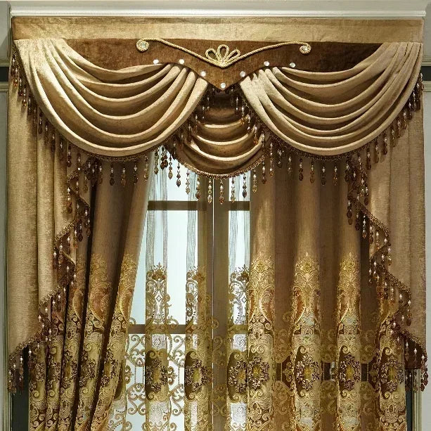 American-style luxury embroidery chenille blackout curtain