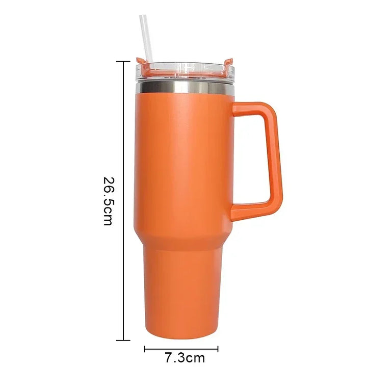 Insulated Mug Tumbler with Handle, Lid, and Straw