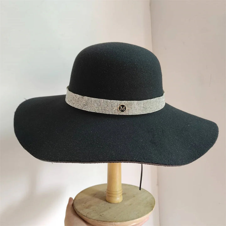 French Vintage Big Brim Felt Hat