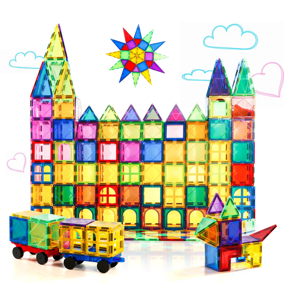 3D Magnetic Tiles Building Blocks With Cars